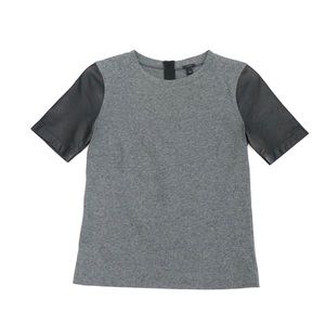 J.Crew Leather Sleeve T Shirt Top